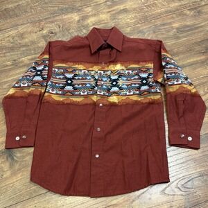 Panhandle Slim Boy's Small 6 Pearl Snap Western Shirt Rodeo Southwestern‎ Aztec